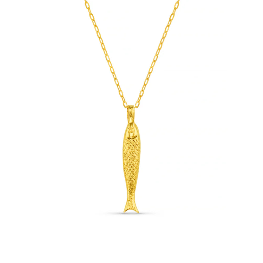 Textured Fish Charm Necklace