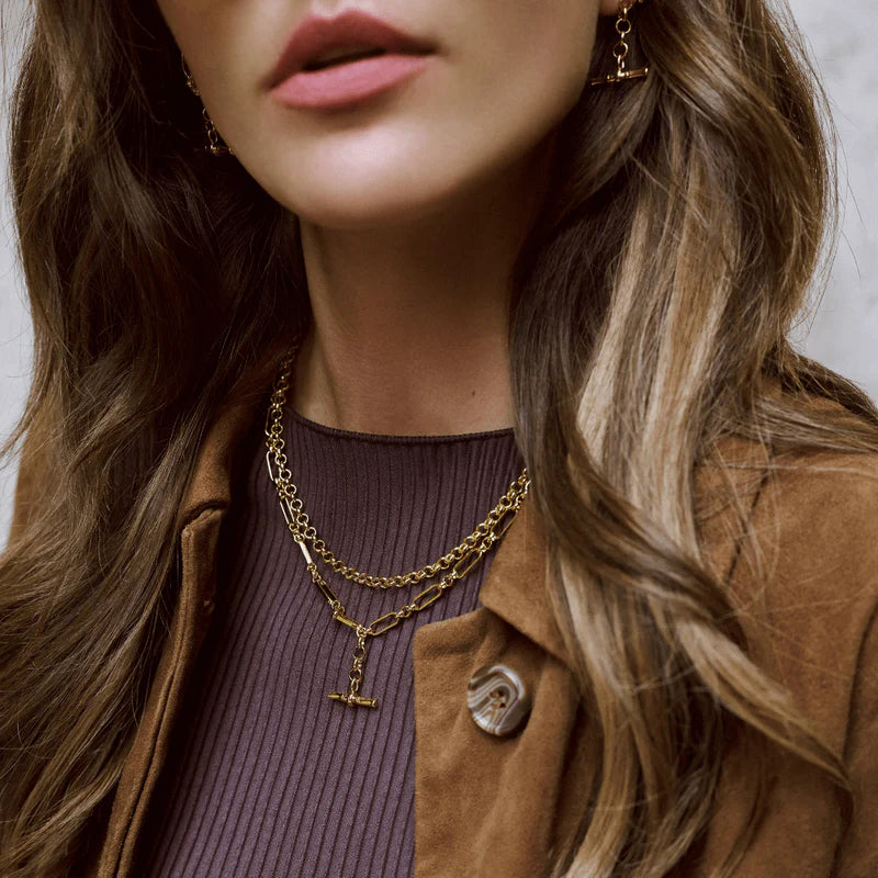 Open Link T-Bar Drop Necklace