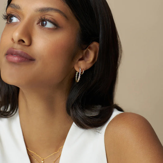 Crystal Tennis Mid-Size Hoop Earrings