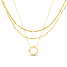 Load image into Gallery viewer, Mini Open Circle Textured 3 - Row Necklace - MarramTrading.com
