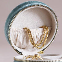Load image into Gallery viewer, Mint Green Velvet Round Travel Jewellery Case
