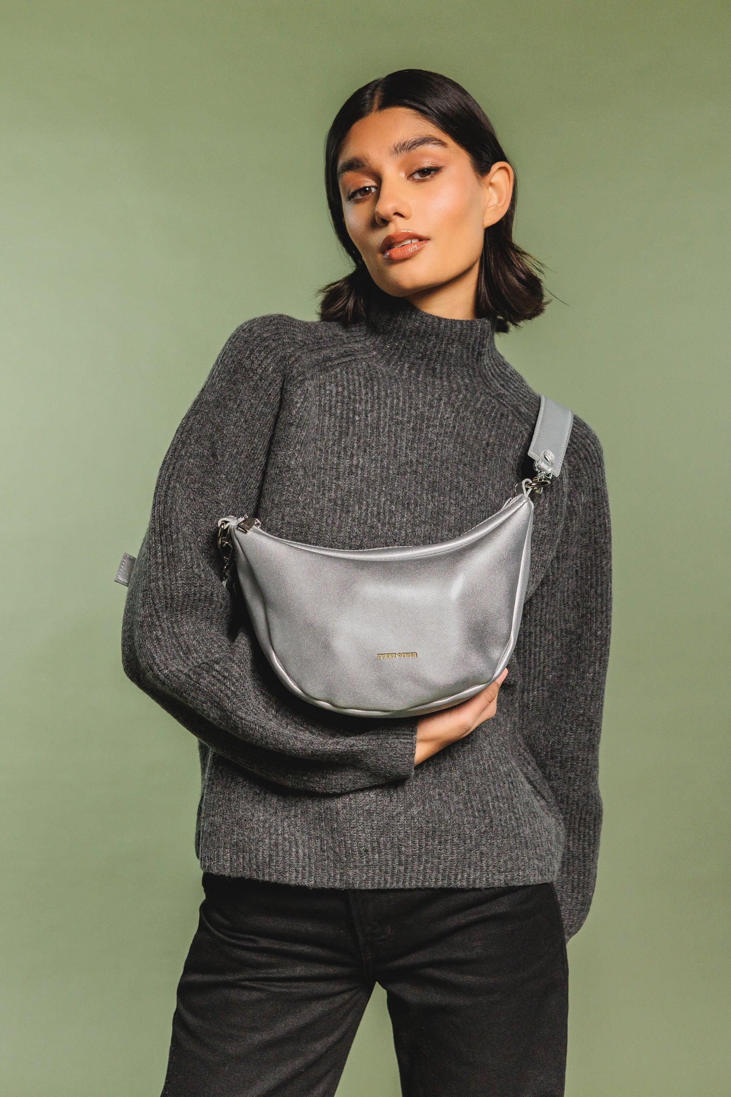 Slouch Crossbody Bag Silver
