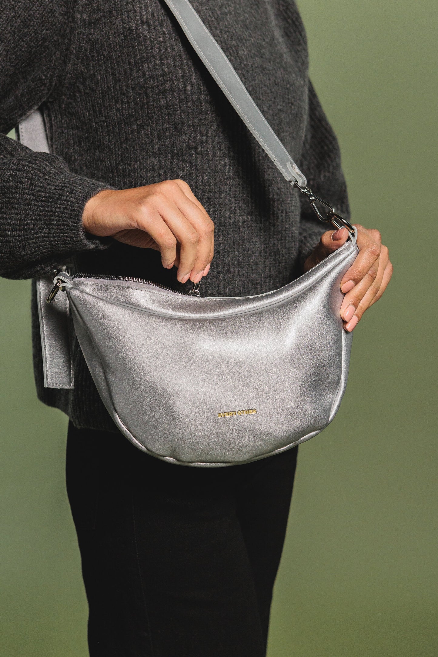Slouch Crossbody Bag Silver