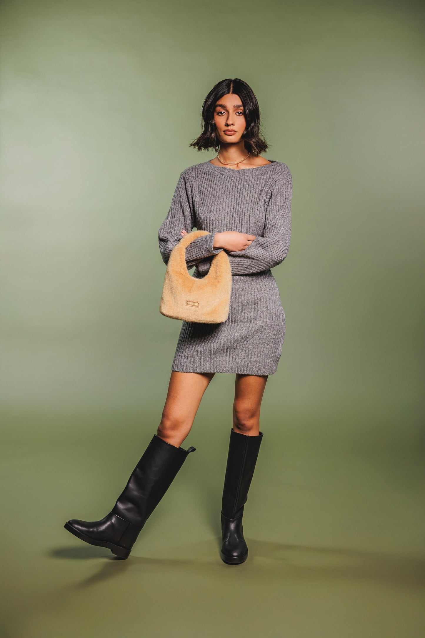 Faux Fur Scoop Grab Bag Tan