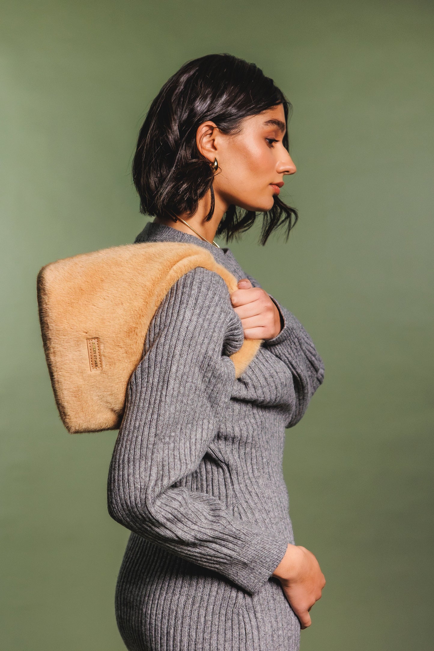 Faux Fur Scoop Grab Bag Tan