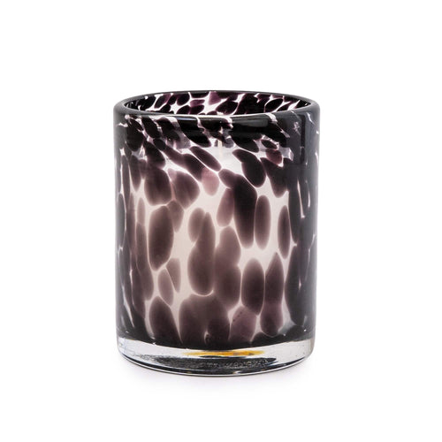 Mottled Black & Clear Glass Candle - Turkish Rose - MarramTrading.com