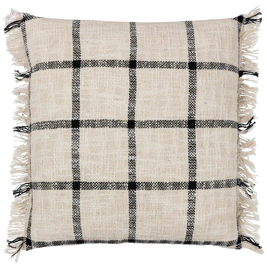 Natural cushion with fringe detail - MarramTrading.com