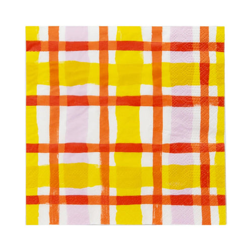 Orange & Yellow Gingham Paper Napkins - 20 Pack - MarramTrading.com