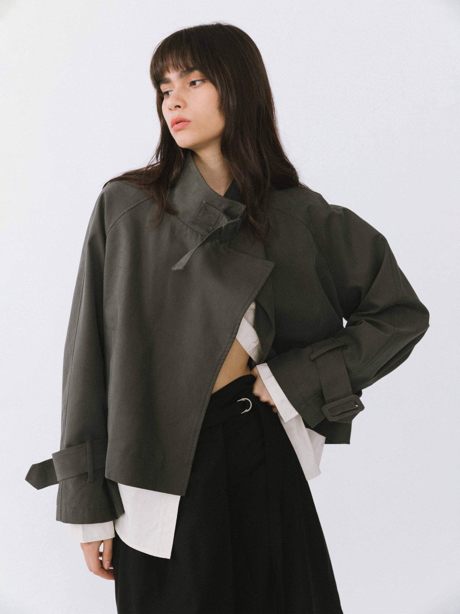 Overlay Cropped Trench Coat - MarramTrading.com