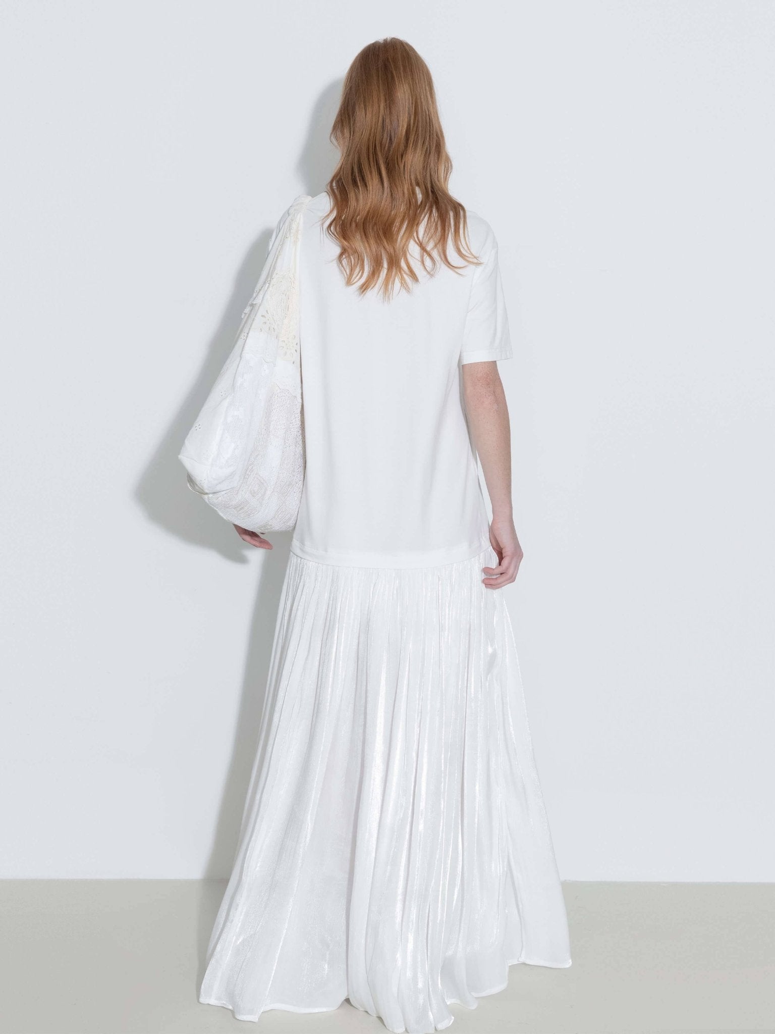 Oversized Round Neck Short Sleeve Pleated Dress - MarramTrading.com