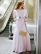 Load image into Gallery viewer, Oversized Round Neck Short Sleeve Pleated Dress - MarramTrading.com
