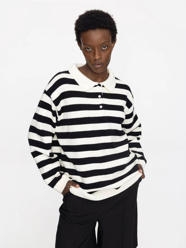 Oversized Striped Polo Sweater - MarramTrading.com