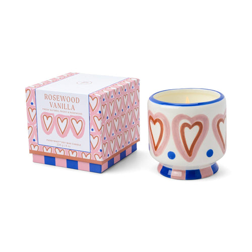 Paddywax Adopo Hearts Ceramic Candle - Rosewood Vanilla - MarramTrading.com