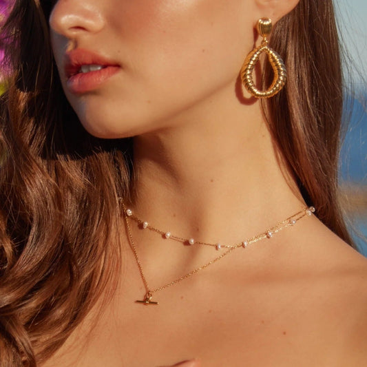 Pearl Stationed Chain Necklace - MarramTrading.com