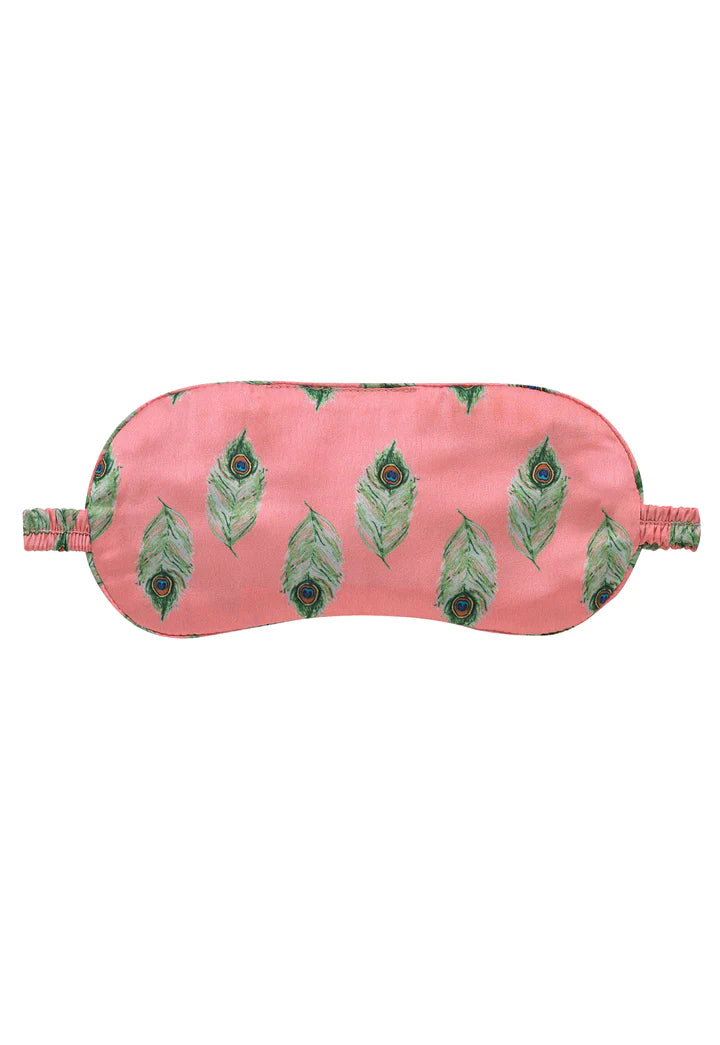 Eye Mask Satin Pink Peacock