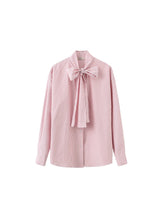 Load image into Gallery viewer, Pinstripe Long Sleeves Shirt with Tie Down Collar - MarramTrading.com
