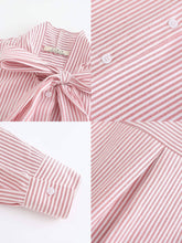 Load image into Gallery viewer, Pinstripe Long Sleeves Shirt with Tie Down Collar - MarramTrading.com
