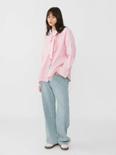 Load image into Gallery viewer, Pinstripe Long Sleeves Shirt with Tie Down Collar - MarramTrading.com
