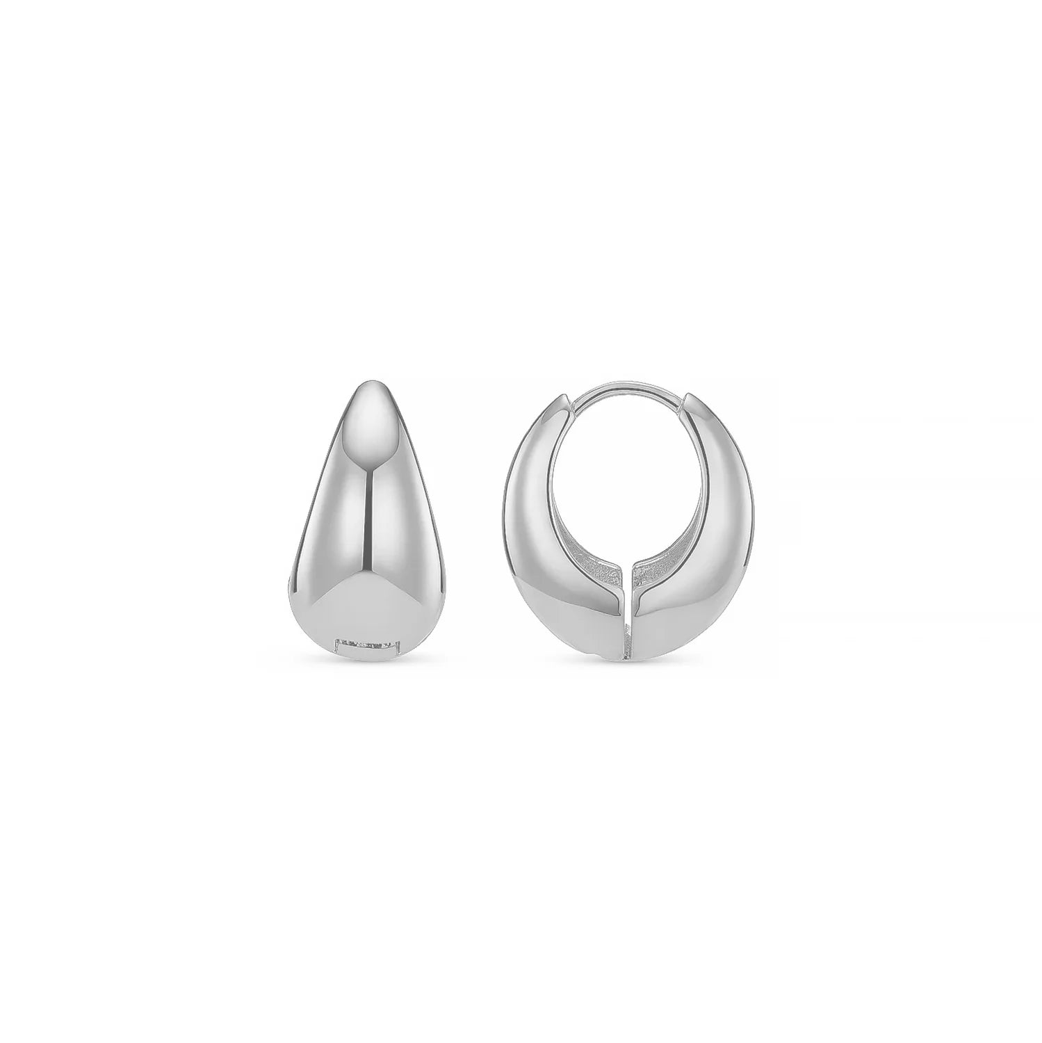 Polished Domed Taper Hoop Earrings Silver - MarramTrading.com