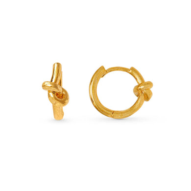 Polished Knot Huggie Hoop Earrings - Gold - MarramTrading.com