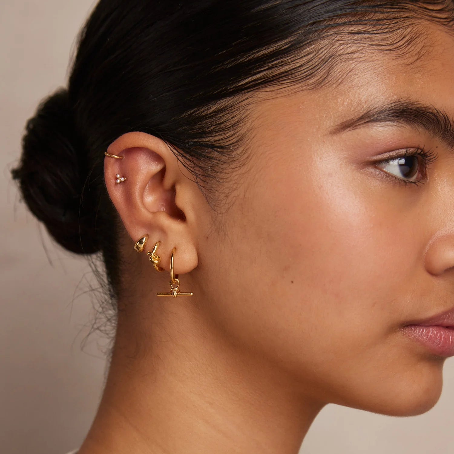 Polished Knot Huggie Hoop Earrings - Gold - MarramTrading.com