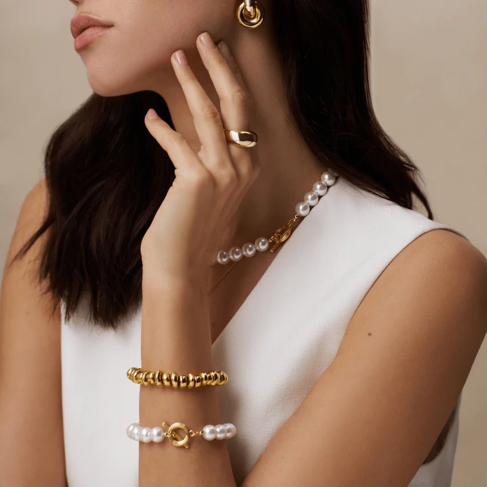 Polished Metal Nugget Stretch Bracelet - MarramTrading.com