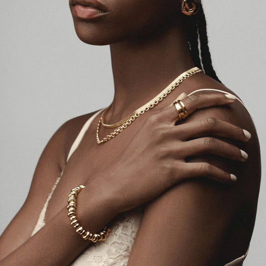 Polished Metal Nugget Stretch Bracelet - MarramTrading.com