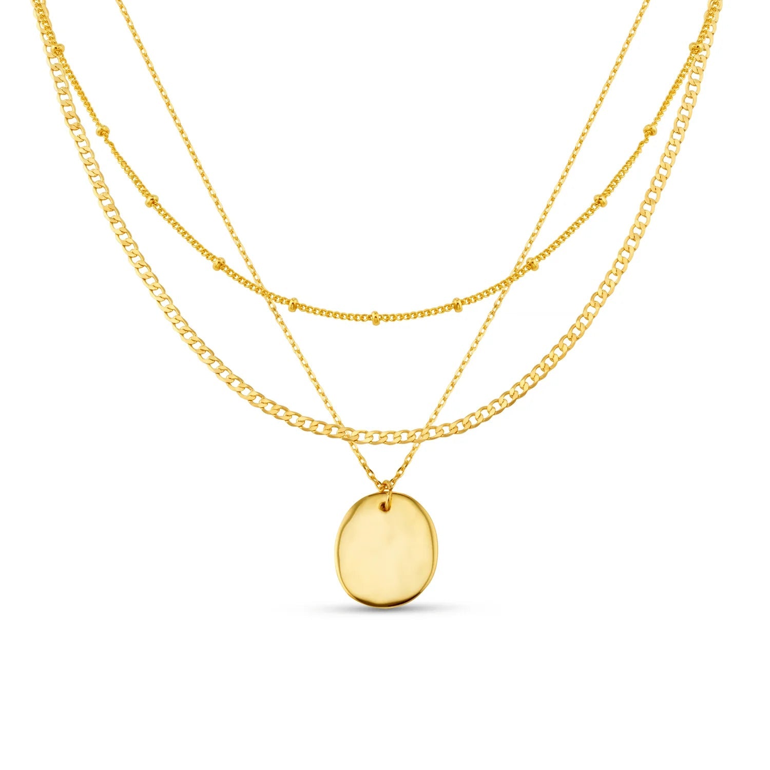 Polished Molten Coin 3 - Row Necklace - MarramTrading.com
