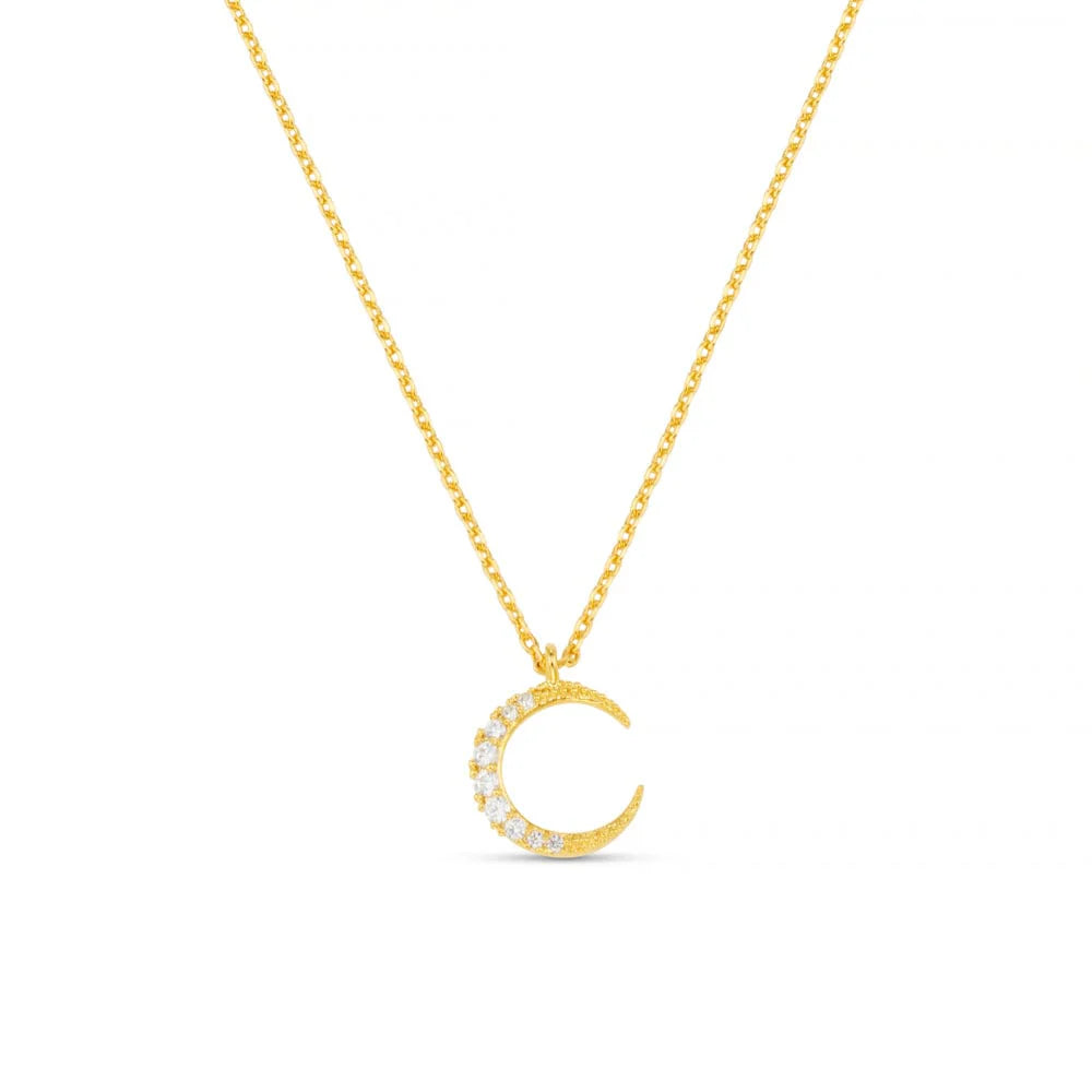 Pavé Moon Charm Necklace Gift Box