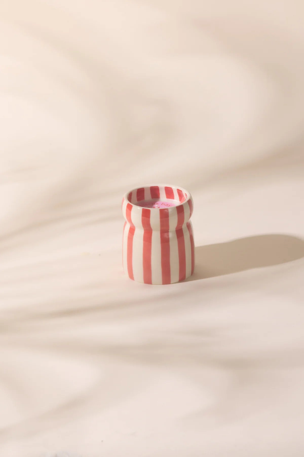 Red Stripped Ceramic Candle - Hibiscus Bay Boxed - MarramTrading.com