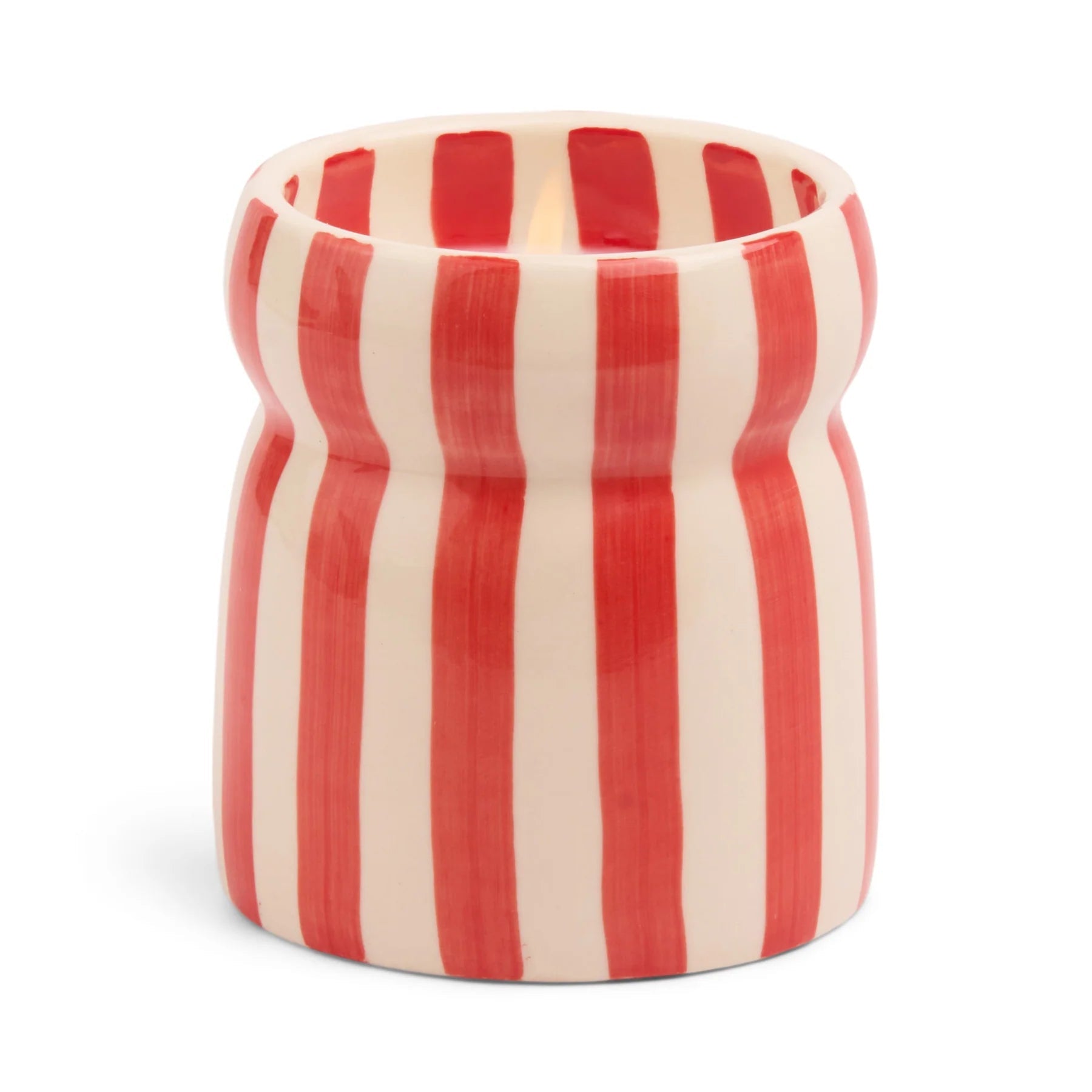 Red Stripped Ceramic Candle - Hibiscus Bay Boxed - MarramTrading.com