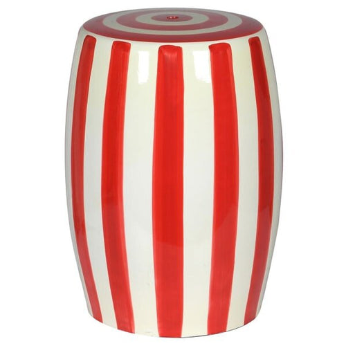 Red Stripped Ceramic Stool - MarramTrading.com