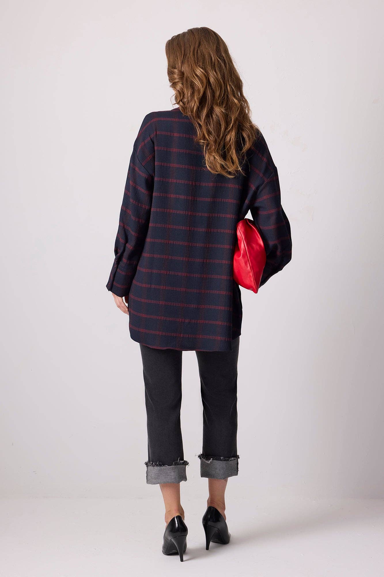 Relaxed Navy - Red Plaid Button - Up Shirt - Cotton Blend - MarramTrading.com
