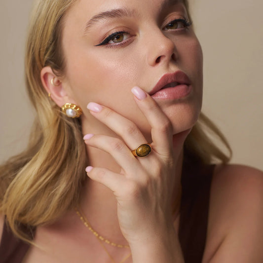 Semi-Precious Tiger's Eye Statement Ring - M/L