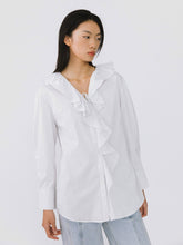 Load image into Gallery viewer, Ruffle Collar Striped Shirt - MarramTrading.com
