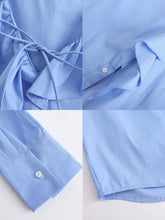 Load image into Gallery viewer, Ruffle Collar Striped Shirt - MarramTrading.com

