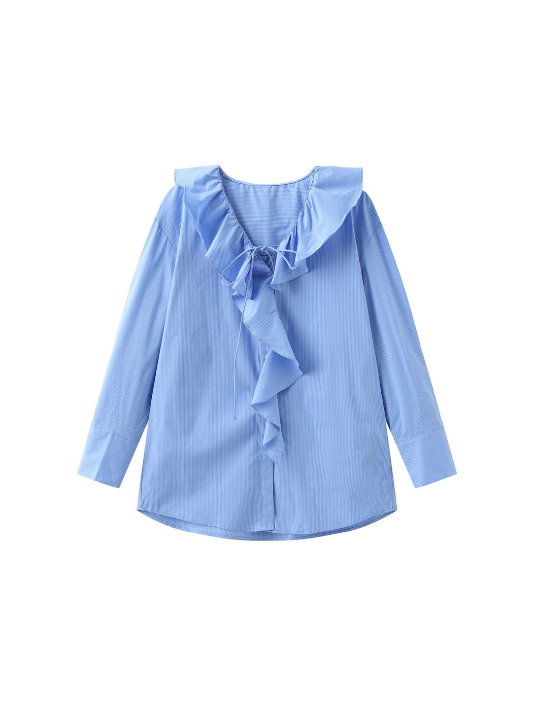 Ruffle Collar Striped Shirt - MarramTrading.com