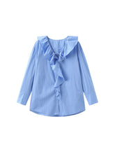Load image into Gallery viewer, Ruffle Collar Striped Shirt - MarramTrading.com
