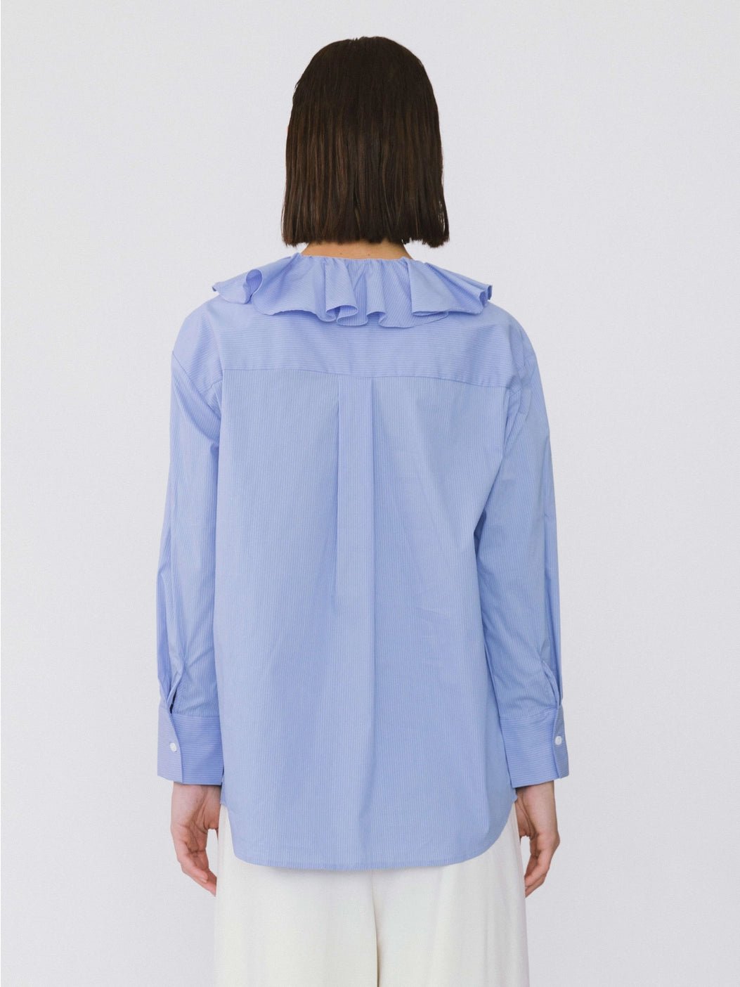Ruffle Collar Striped Shirt - MarramTrading.com