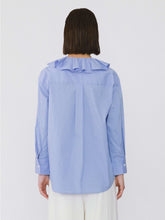 Load image into Gallery viewer, Ruffle Collar Striped Shirt - MarramTrading.com
