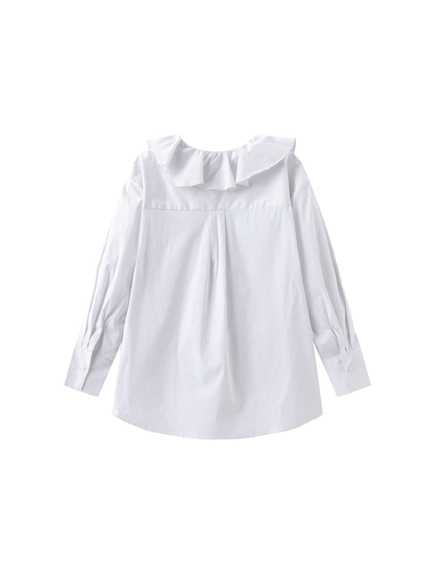 Ruffle Collar Striped Shirt - MarramTrading.com