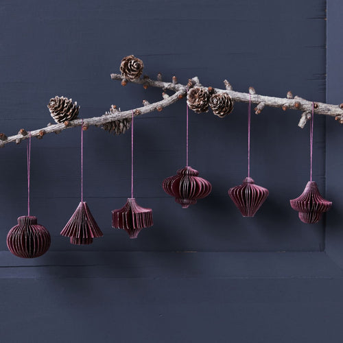 Set of 6 Burgundy Ornaments - MarramTrading.com