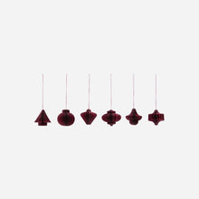 Load image into Gallery viewer, Set of 6 Burgundy Ornaments - MarramTrading.com
