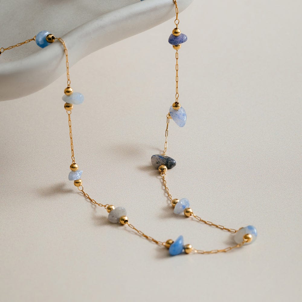 Semi-Precious Sodalite Stationed Chip Necklace