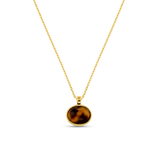 Semi-Precious Tiger's Eye Pendant Necklace