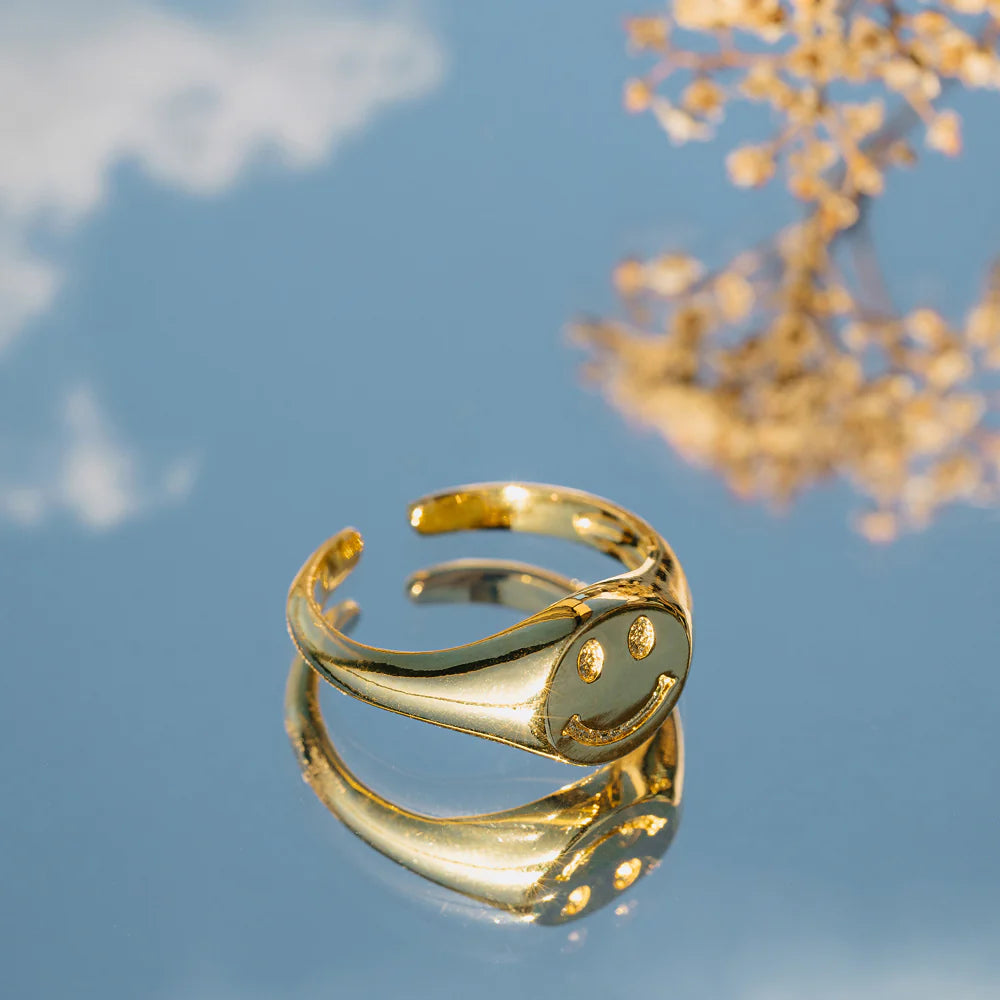 Happy Face Signet Ring