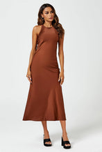 Load image into Gallery viewer, Slim - Fit Satin Midi Dress In Brown - MarramTrading.com
