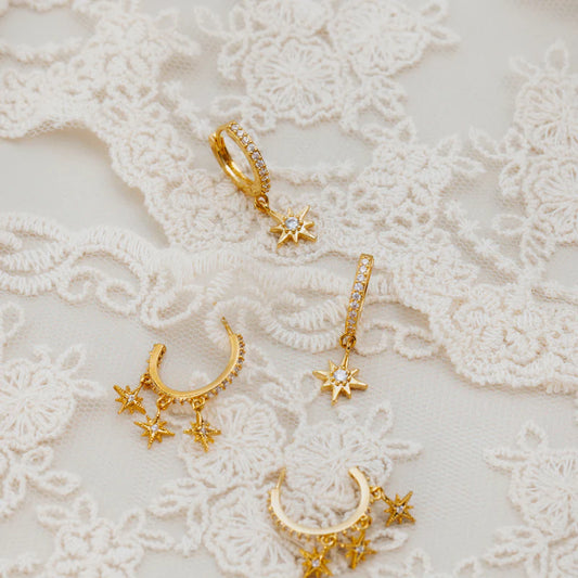 Pavé Starburst Shaker Hoop Earrings