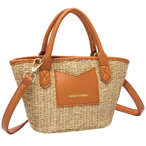 Small Straw Tote bag in Tan - MarramTrading.com