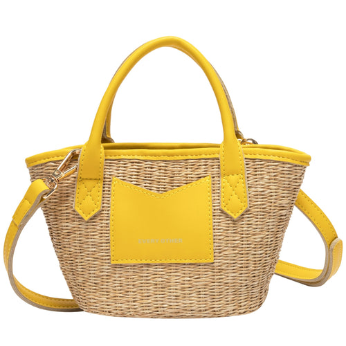 Small Straw Tote bag in Yellow - MarramTrading.com